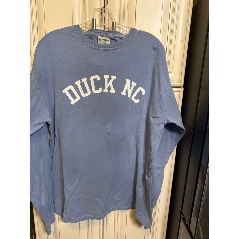 Comfort Wash Men's Crew Neck Long Sleeve Duck North Carolina T-Shirt Blue Large